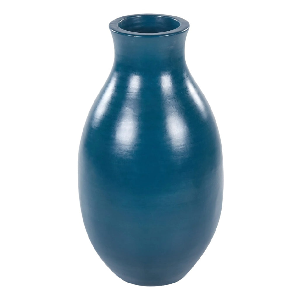 Moderne Donkerblauwe Keramische Vaas - Mat Afgewerkte Eivormige Bloemvaas - Elegant Decoratief Woonaccessoire