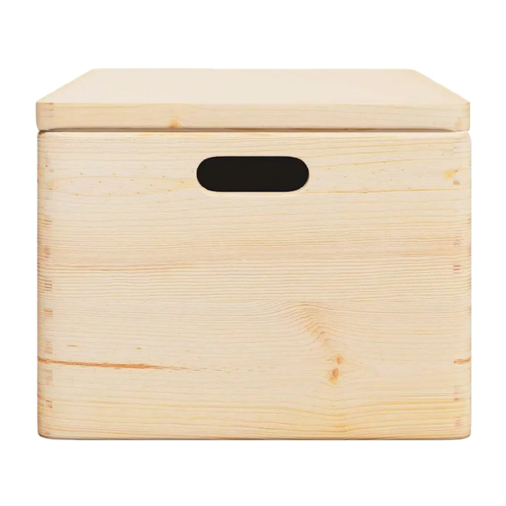 Massief Houten Opbergbox met Handgrepen en Deksel