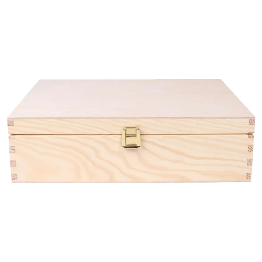 Onbewerkte Houten Opbergdoos met Gouden Sluiting
