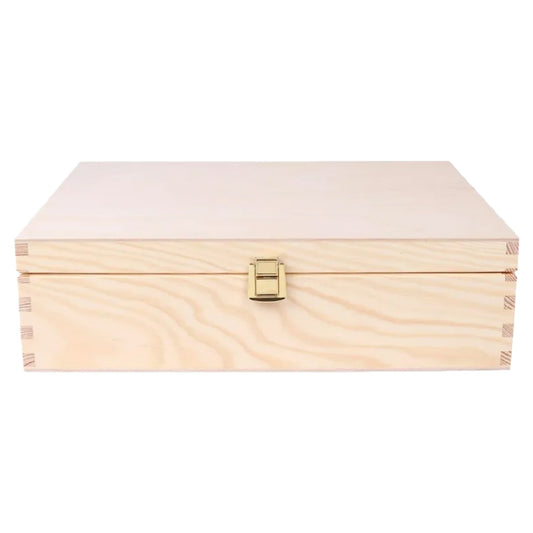 Onbewerkte Houten Opbergdoos met Gouden Sluiting