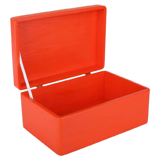 Oranje Houten Decoratieve Opbergdoos met Deksel