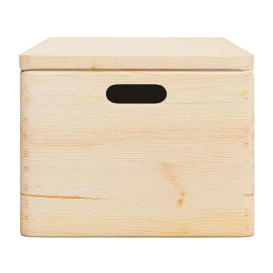 Massief Houten Opbergbox met Handgrepen en Deksel