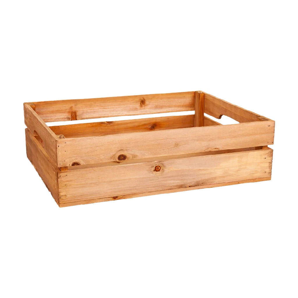 Lage Open Houten Opbergkrat met Handgrepen